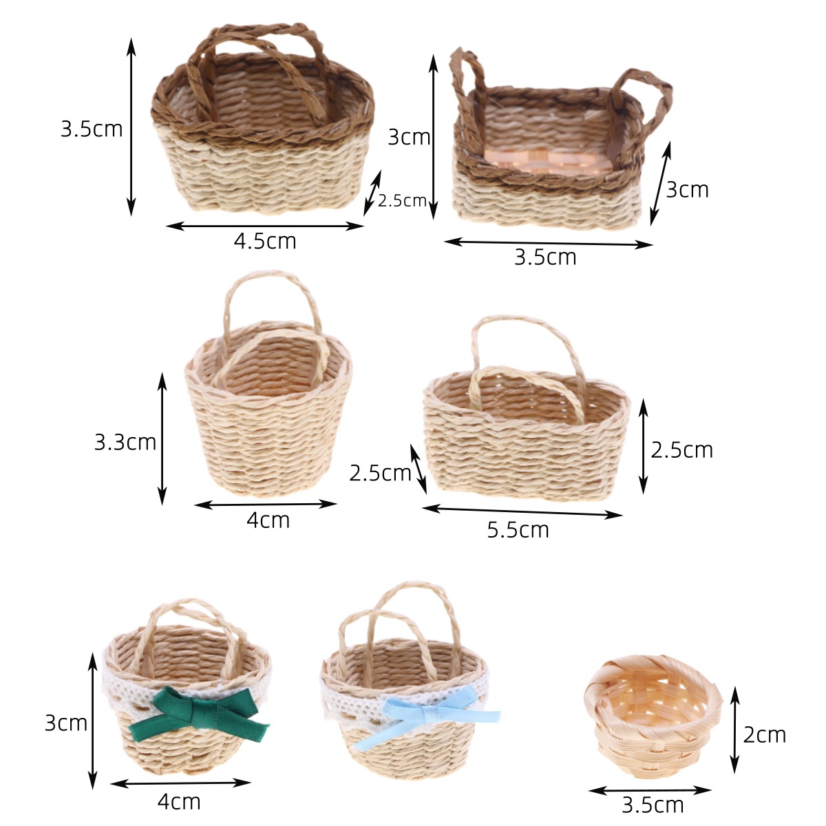 Basket Bag Wicker - 1Pc ドールハウス手織りラフィット草ハンドヘルドバスケット人形ミニチュアライフシーンミニ竹織りバスケットドールハウスアクセサリー