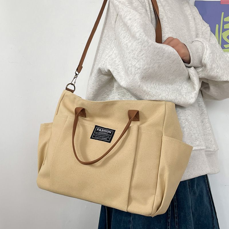 Women Bags Work - 女性用大型キャンバストートバッグ、ミニマリストワークバッグ - エクストラワイド通勤用ショッパーバッグ、学校用耐久性のあるクロスボディショルダーバッグ