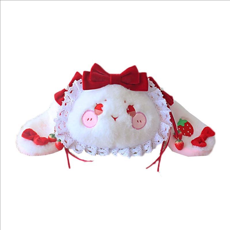 Women Bags Europe - ロリータ 大容量 ソフトガール イチゴウサギ パールチェーン ドロップ耳ウサギ