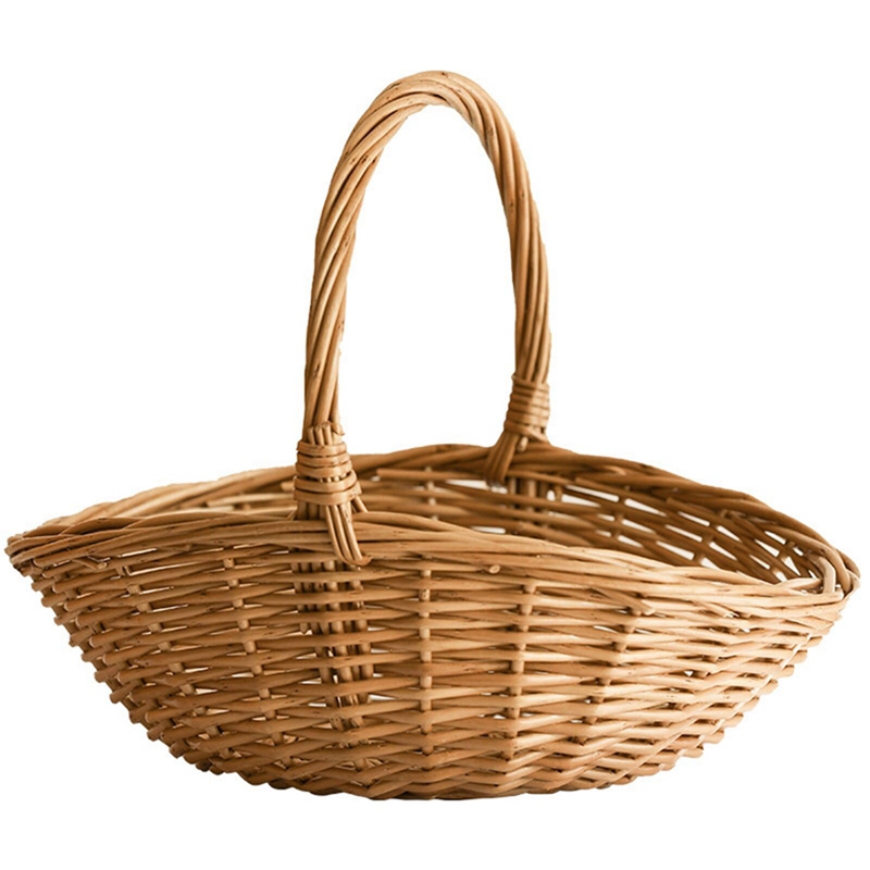 Basket Bag Wicker - ハンドル付き籐収納バスケット、小さなピクニックバスケット、キッチンギフトハンパー