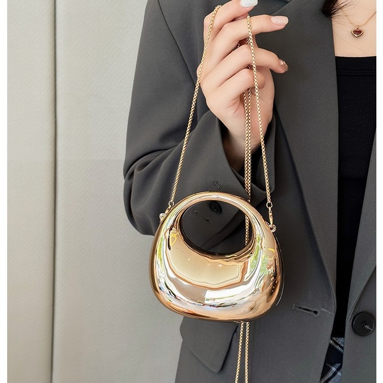 Women Bags Max - ミニゴールデンイブニングバッグ、財布とハンドバッグ、ラグジュアリーデザイナーショルダーバッグ、面白い形のパーティー・ウェディング用アクリル製光沢クラッチバッグ