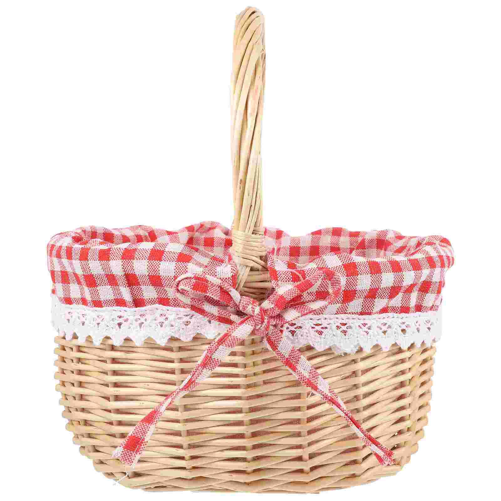 Basket Bag Wicker - Zerodeko 赤ずきんちゃんバスケット 手編みピクニックバッグ ギフトバスケット 籐収納バスケット リネンインナーバスケット収納