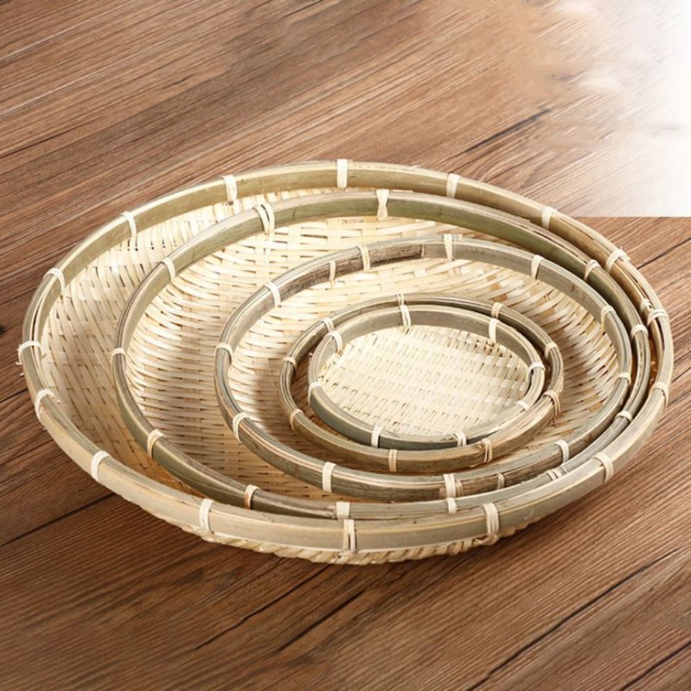 Basket Bag Wicker - 手作りの竹編みトレイ竹ラウンド竹編みバスケット籐パンバスケットリビングルーム