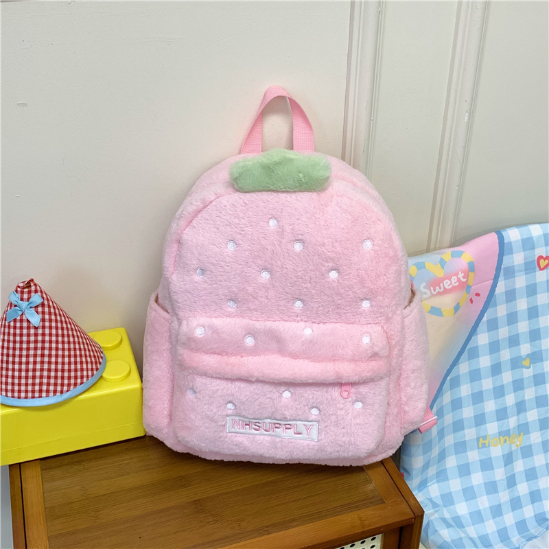 ぬいぐるみイチゴ柄 クラシック無地 スイートバックパック 2 - Women Bags In Sale のレビューと価格