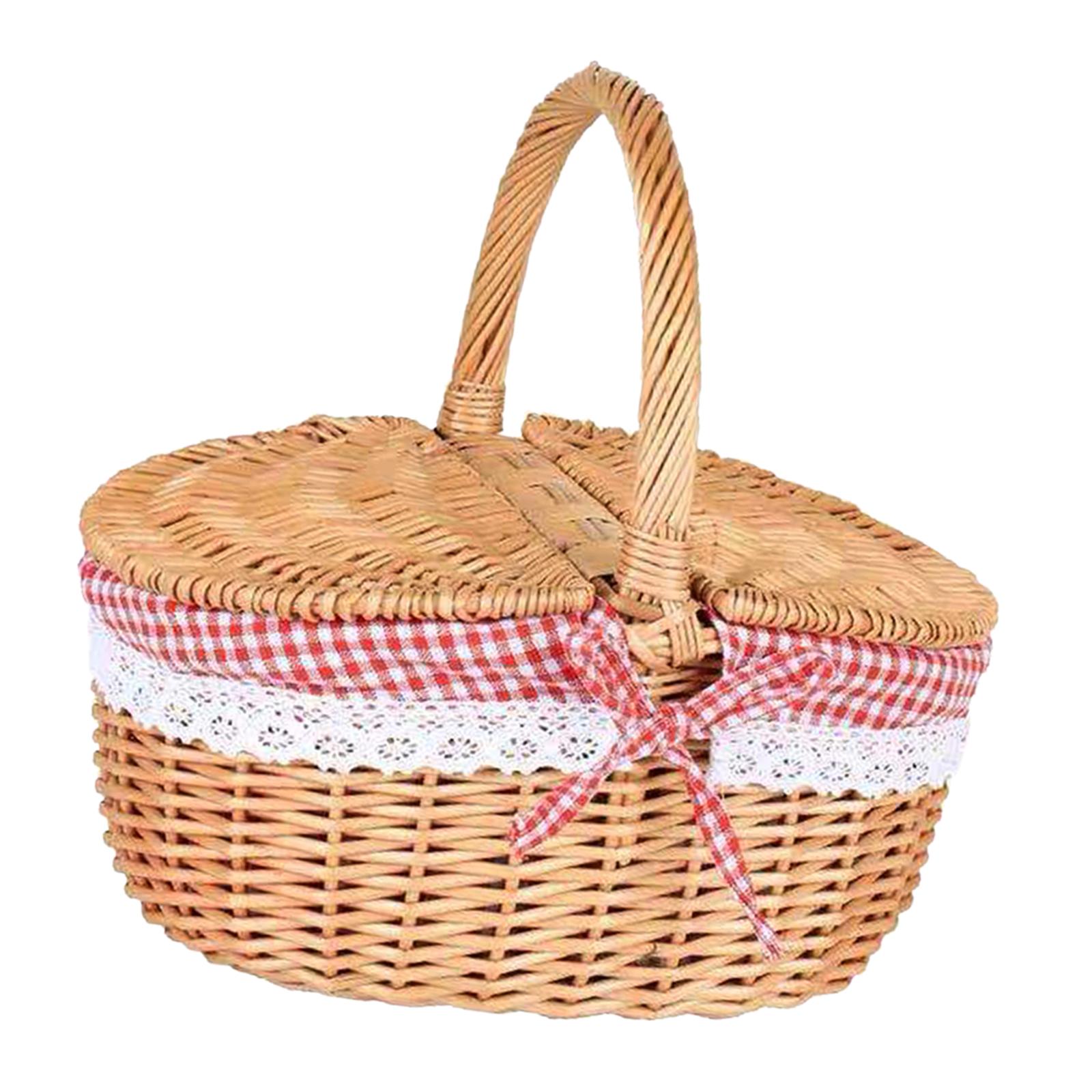 手織りの籐ピクニックバスケット、洗える裏地付き籐収納かご、籐 - Basket Bag Wicker のレビューと価格