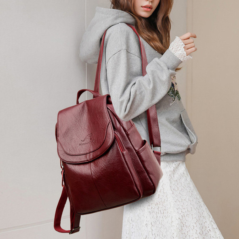 ヴィンテージ風ソフトレザーバックパック 女性用 9色展開 カ - Women Bags In Sale のレビューと価格
