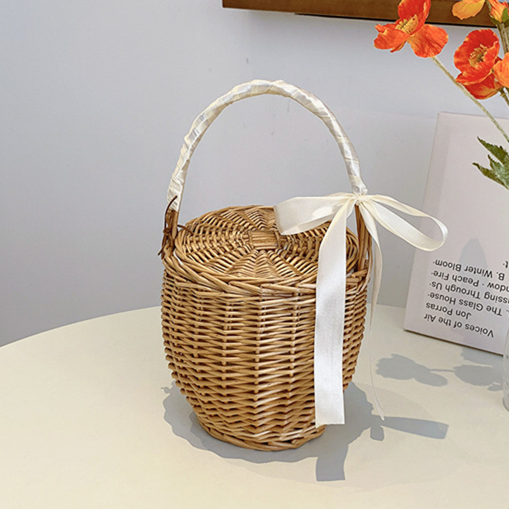 フランス風の手編みピクニックバスケット、果物、野菜、軽食用、 - Basket Bag Wicker のレビューと価格
