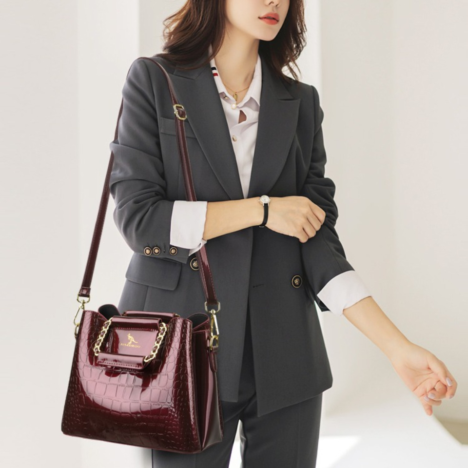 高級3層構造の財布とハンドバッグ、PUレザーのトートショルダ - Doctor Bag Leather のレビューと価格