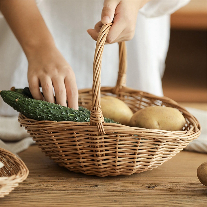ハンドル付き籐収納バスケット、小さなピクニックバスケット、キ - Basket Bag Wicker のレビューと価格