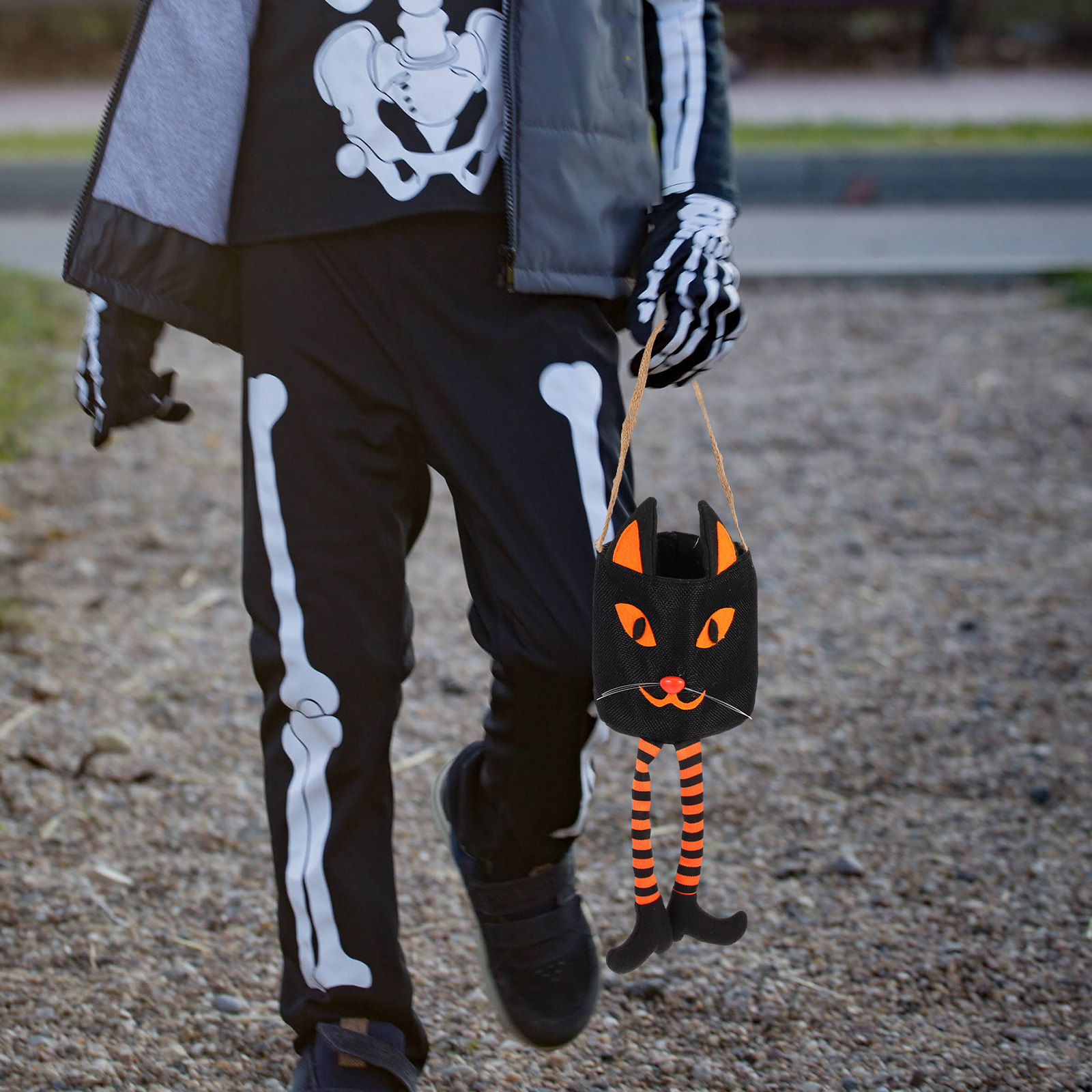 キッズハロウィンキャンディバッグ猫デザインポータブル布製キャ - Basket Bag Wicker のレビューと価格
