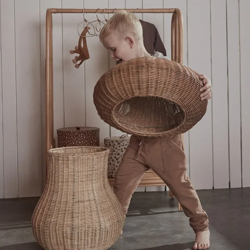 キノコ型籐織り収納バスケット、子供のおもちゃ、多機能、北欧、 - Basket Bag Wicker のレビューと価格