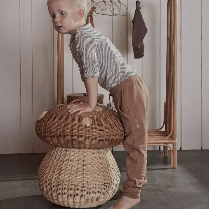キノコ型籐織り収納バスケット、子供のおもちゃ、多機能、北欧、 - Basket Bag Wicker のレビューと価格