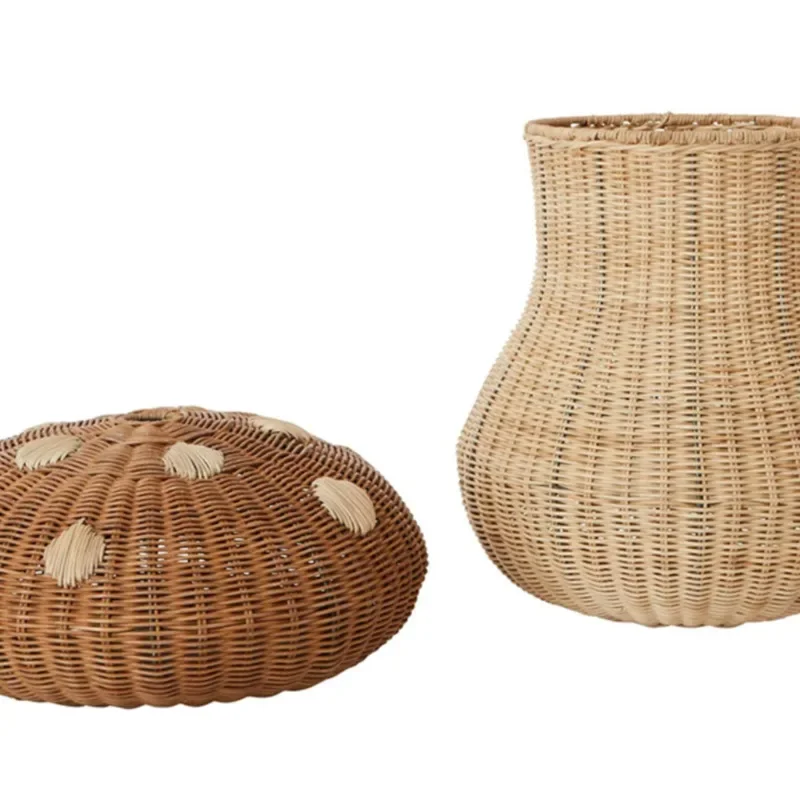 キノコ型籐織り収納バスケット、子供のおもちゃ、多機能、北欧、 - Basket Bag Wicker のレビューと価格