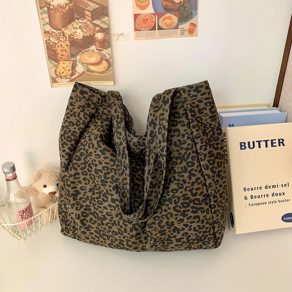 女性用キャンバスハンドバッグ,大容量トートバッグ,ヒョウ柄, - Women Bags In Sale のレビューと価格