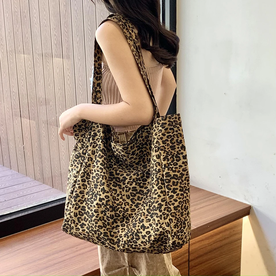 女性用キャンバスハンドバッグ,大容量トートバッグ,ヒョウ柄, - Women Bags In Sale のレビューと価格