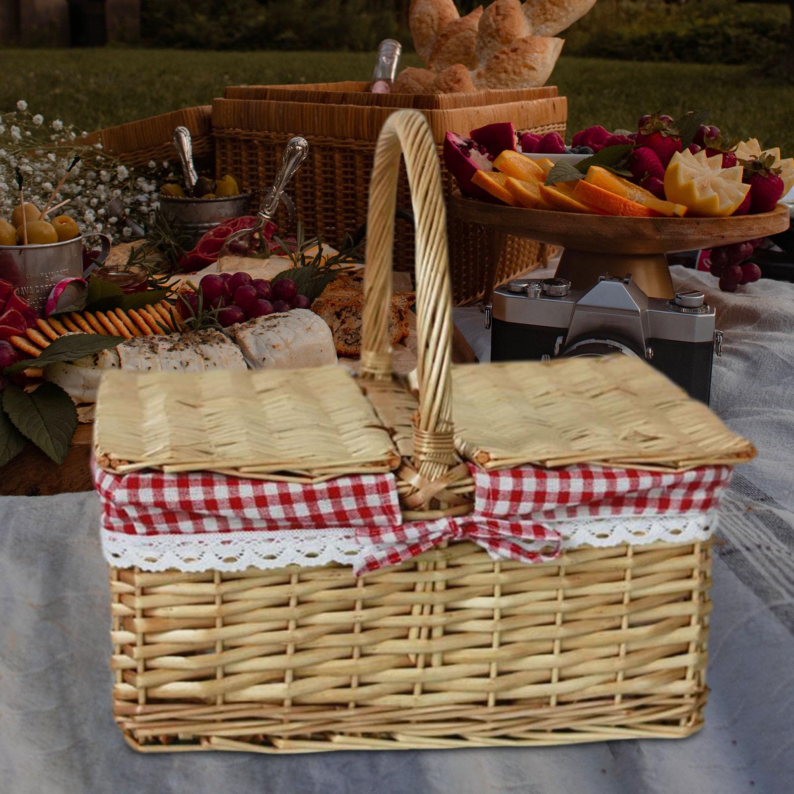 ピクニックバスケット ウィッカー織バスケット ハイキング用  - Basket Bag Wicker のレビューと価格