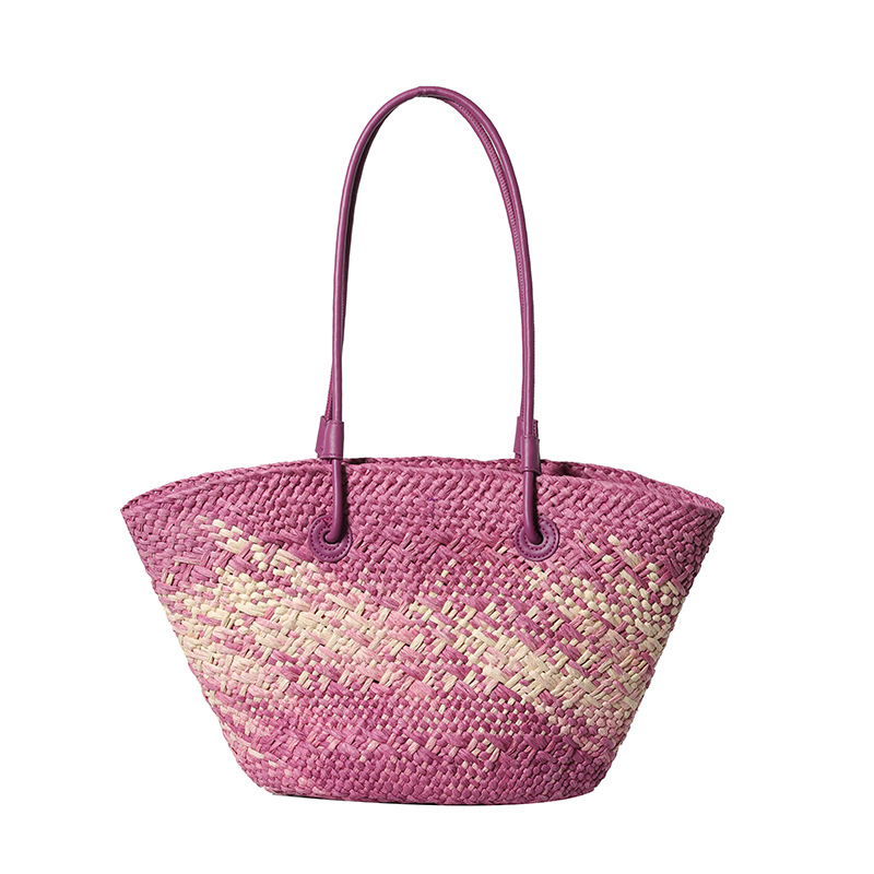 カジュアル籐大容量トートデザイナー籐織女性ハンドバッグ夏のビ - Basket Bag Wicker のレビューと価格