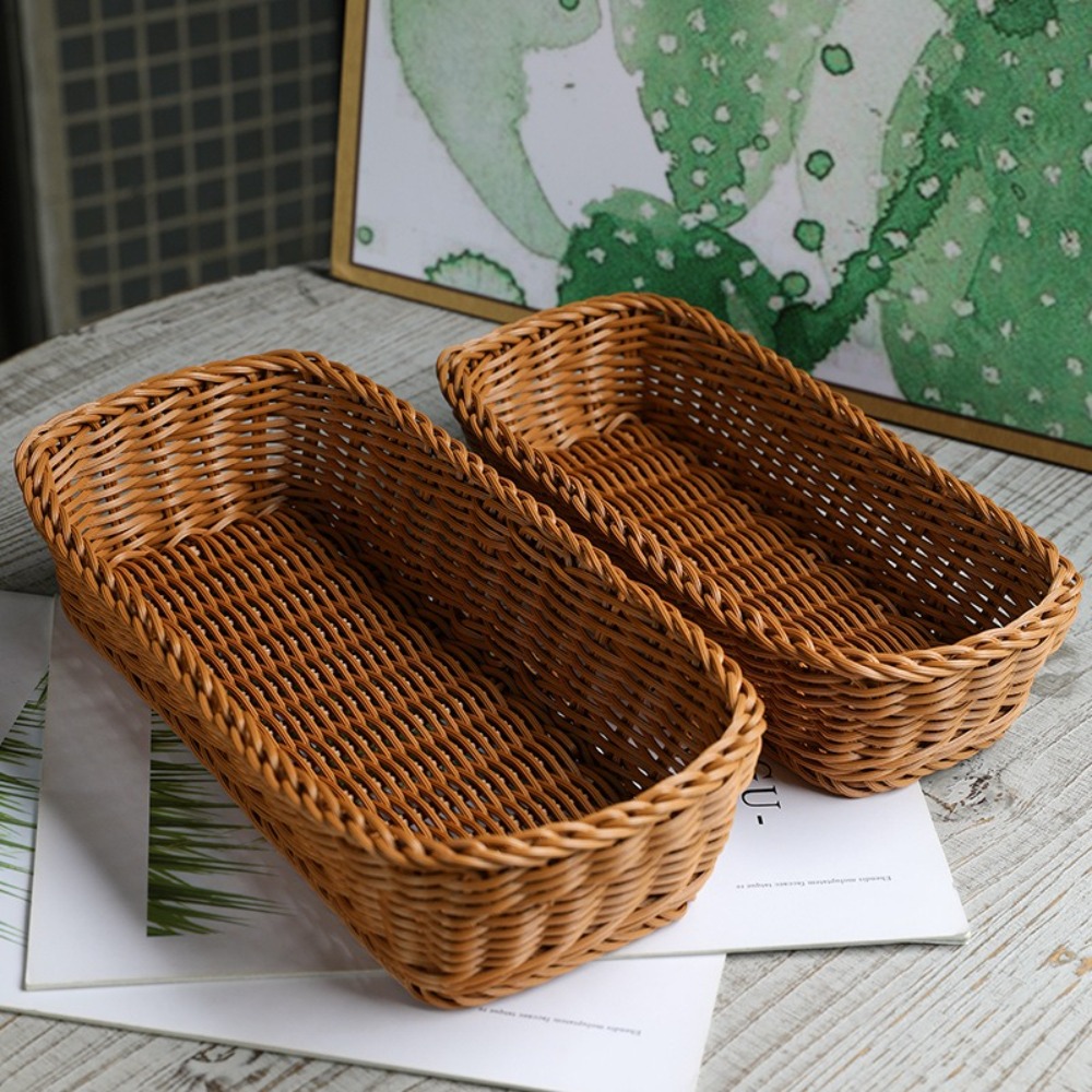 模造籐収納バスケットフェイク籐トレイプラスチックピクニックバ - Basket Bag Wicker のレビューと価格