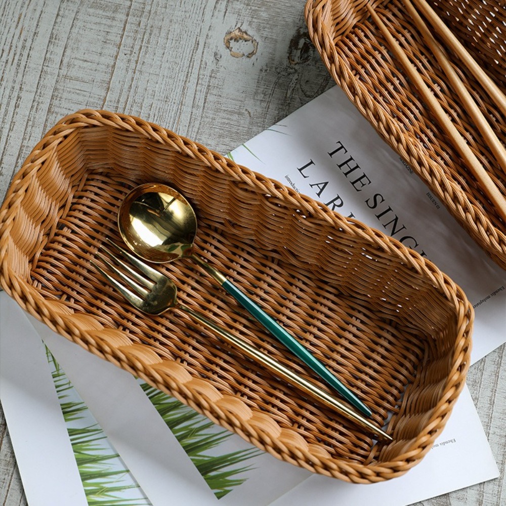 模造籐収納バスケットフェイク籐トレイプラスチックピクニックバ - Basket Bag Wicker のレビューと価格
