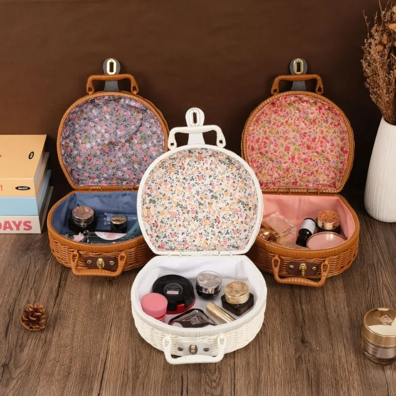 手作りの籐製スーツケース,ポータブル,防塵,丸いピクニックバ - Basket Bag Wicker のレビューと価格