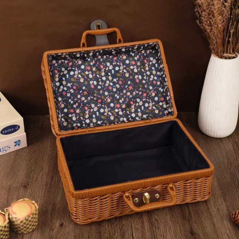 手作りの籐製スーツケース,ポータブル,防塵,丸いピクニックバ - Basket Bag Wicker のレビューと価格