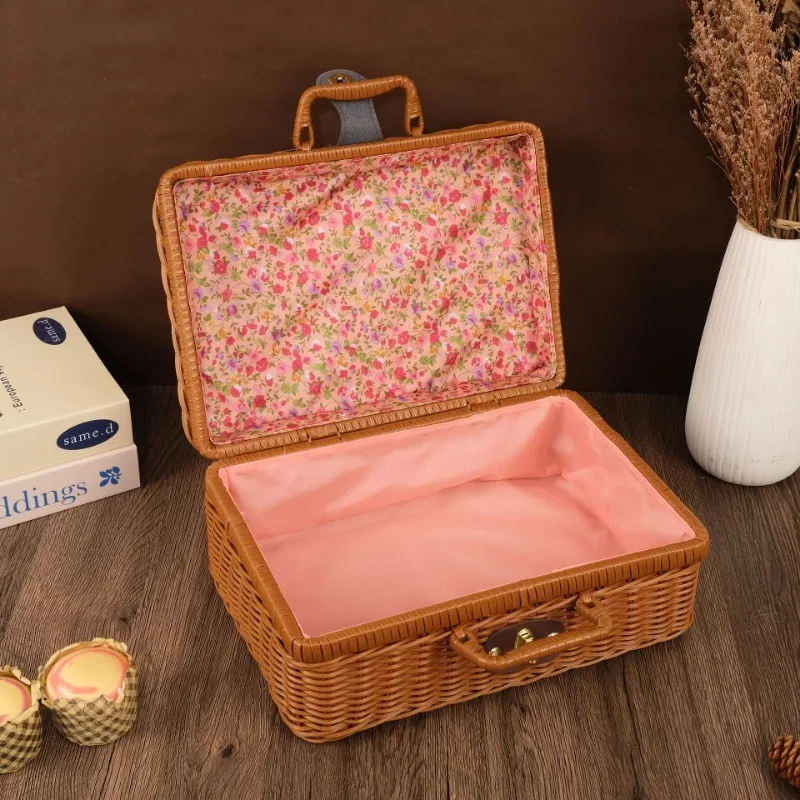 手作りの籐製スーツケース,ポータブル,防塵,丸いピクニックバ - Basket Bag Wicker のレビューと価格